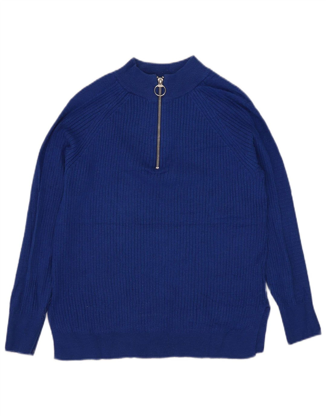 Maglione da donna Marks & Spencer con zip e collo UK 10 piccolo in viscosa blu