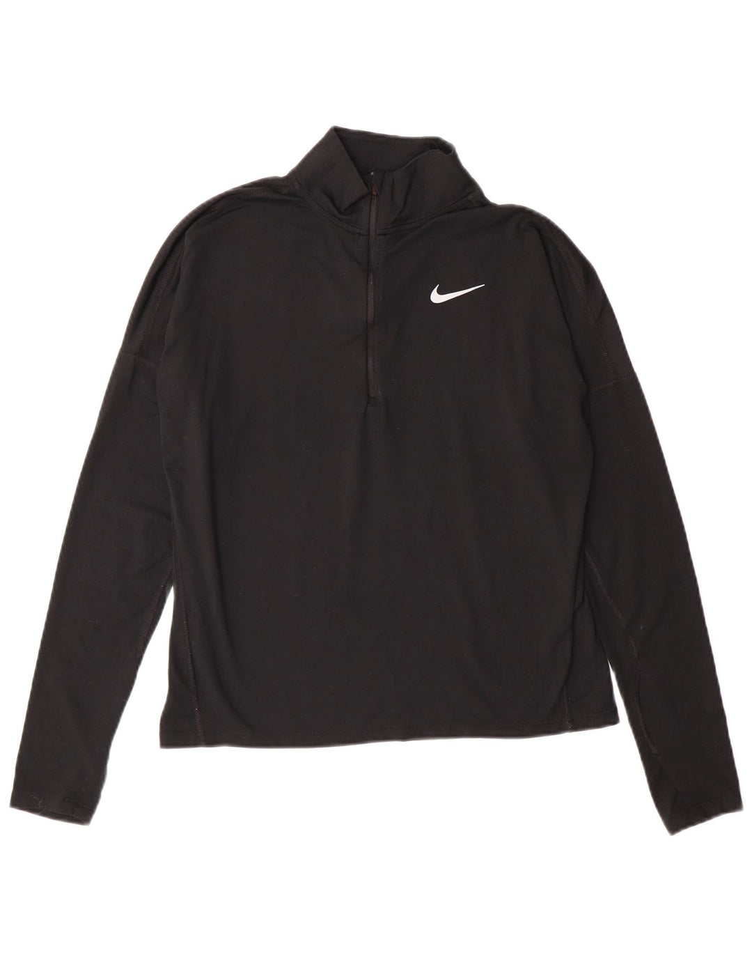 NIKE Top da tuta pullover con zip e collo Dri Fit da donna UK 10 Small Nero