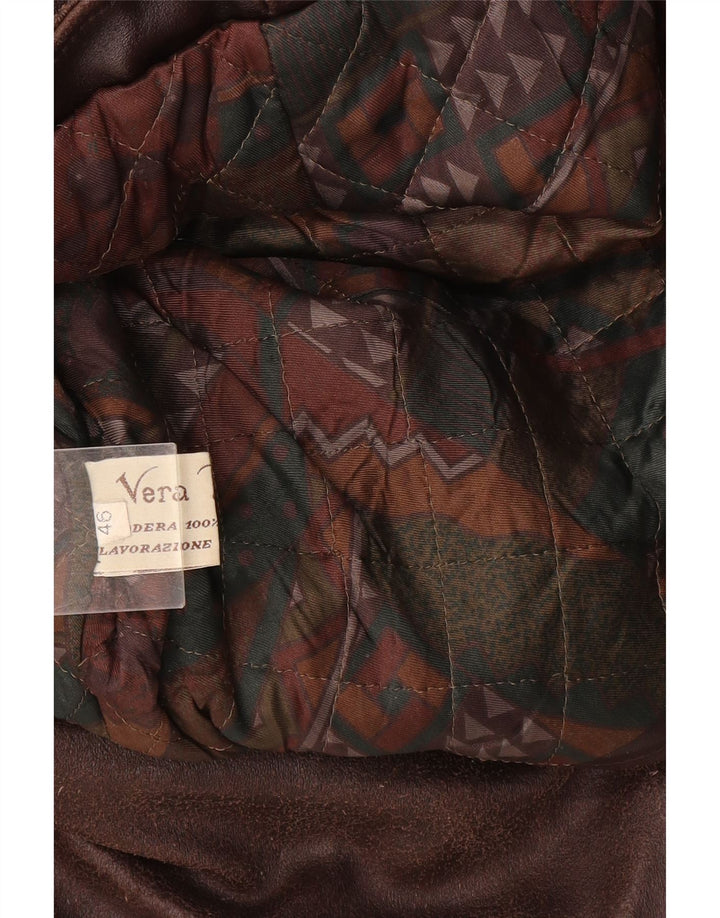 Giacca in pelle vintage da uomo IT 46 piccola in pelle marrone