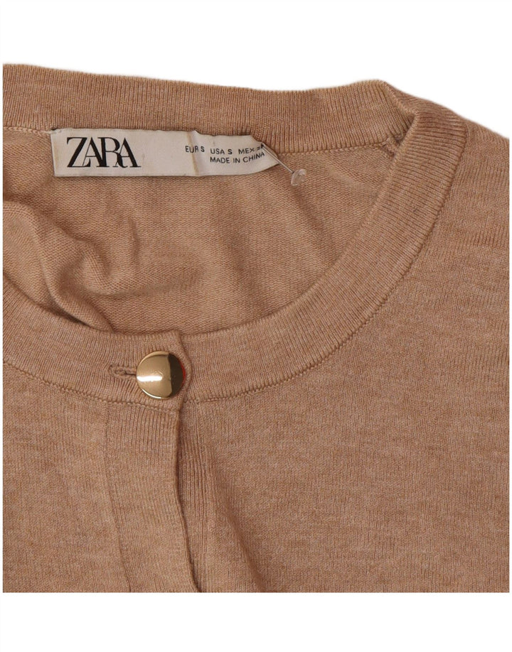 Maglione cardigan corto da donna Zara UK 10 piccolo marrone