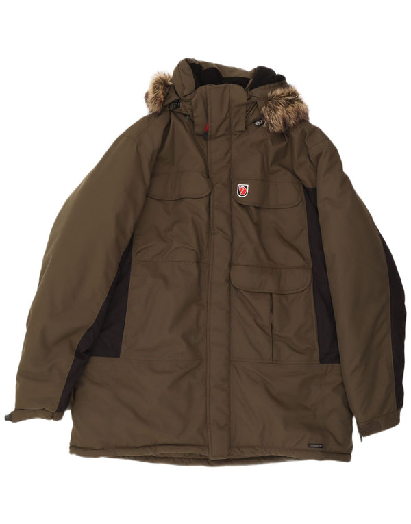 Giacca parka con cappuccio da uomo Fjall Raven UK 44 2XL Poliammide color block kaki