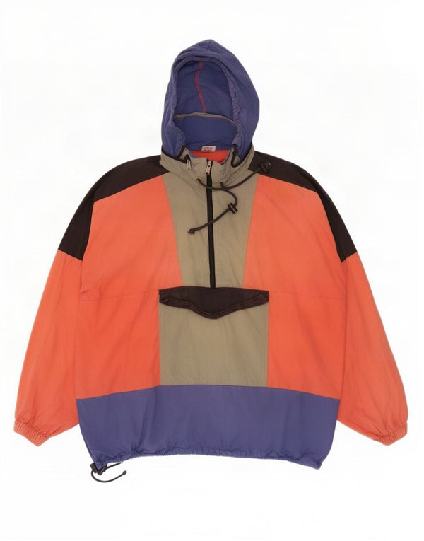 Giacca anorak grafica da uomo vintage UK 41/42 grande blocco di colori multicolore