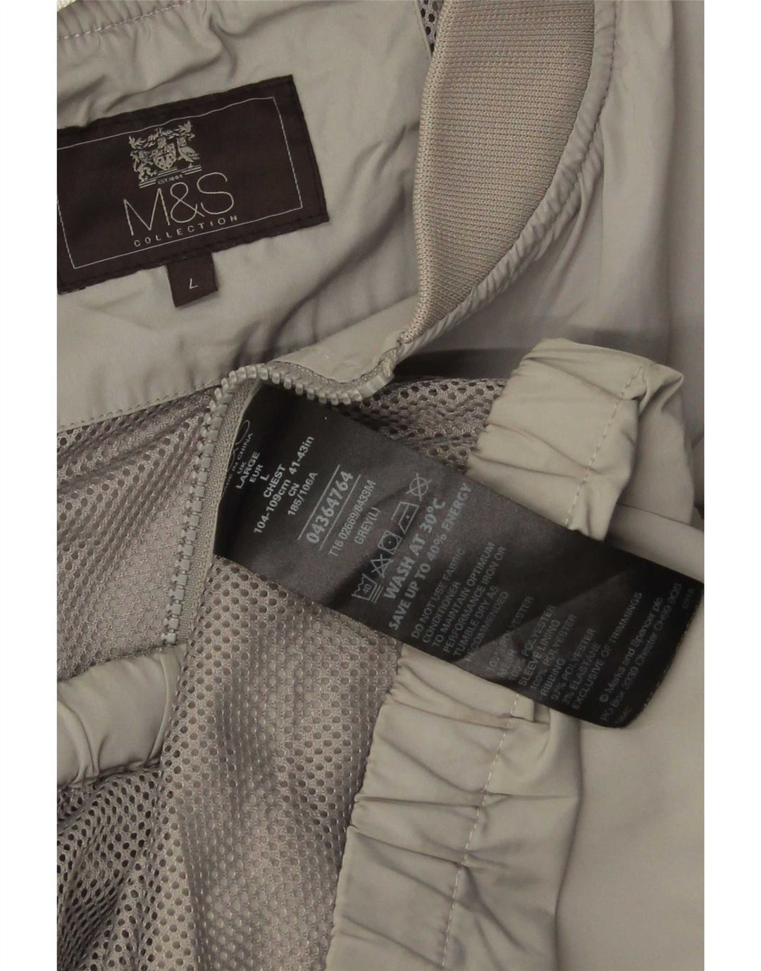 Giubbotto bomber da uomo Marks & Spencer UK 40 grande poliestere grigio