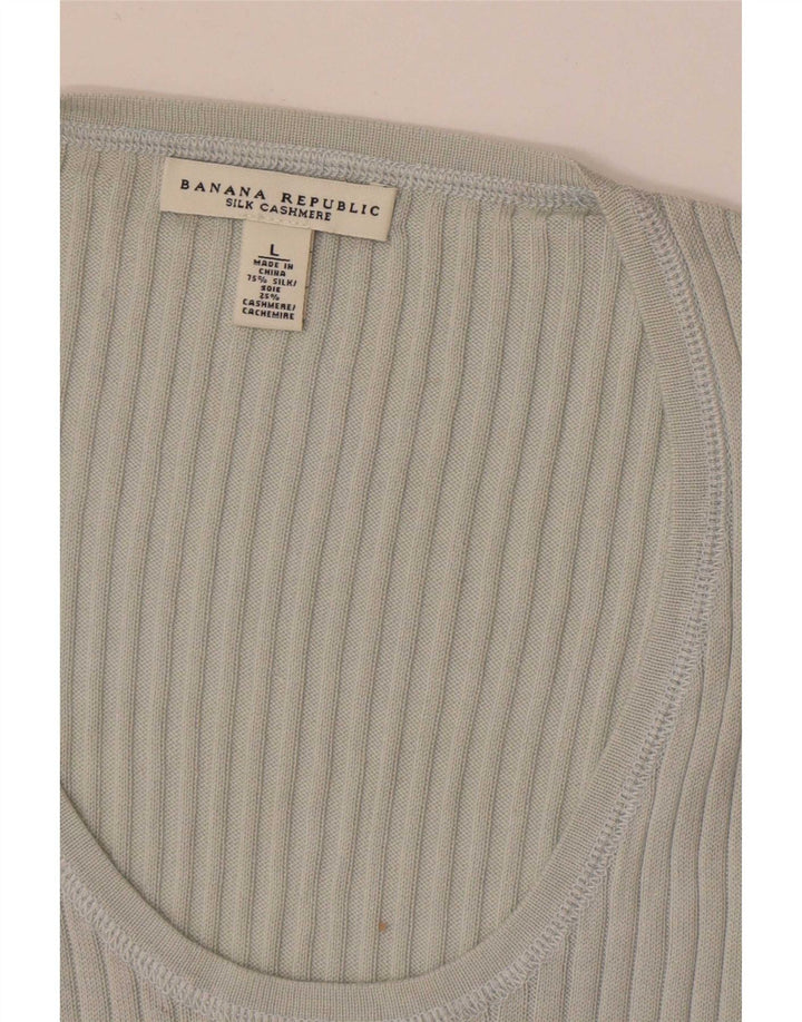 Canotta da donna Banana Republic UK 14 grande seta grigia