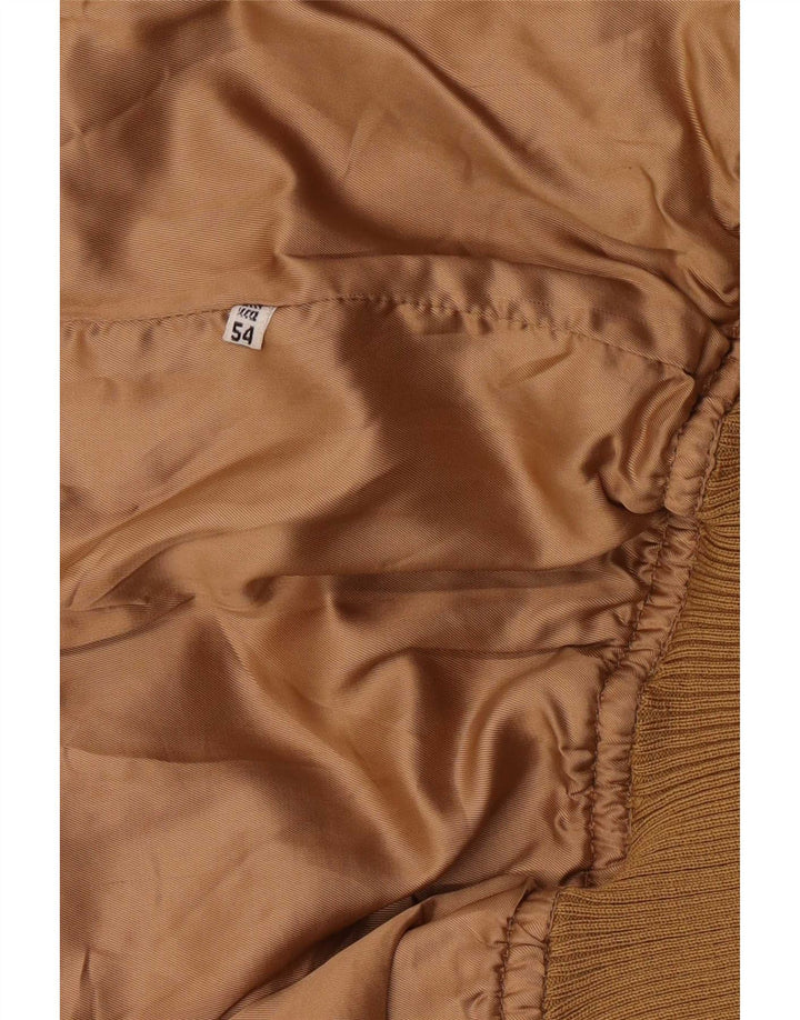 Giubbotto bomber vintage in pelle scamosciata da uomo IT 54 2XL Marrone retrò