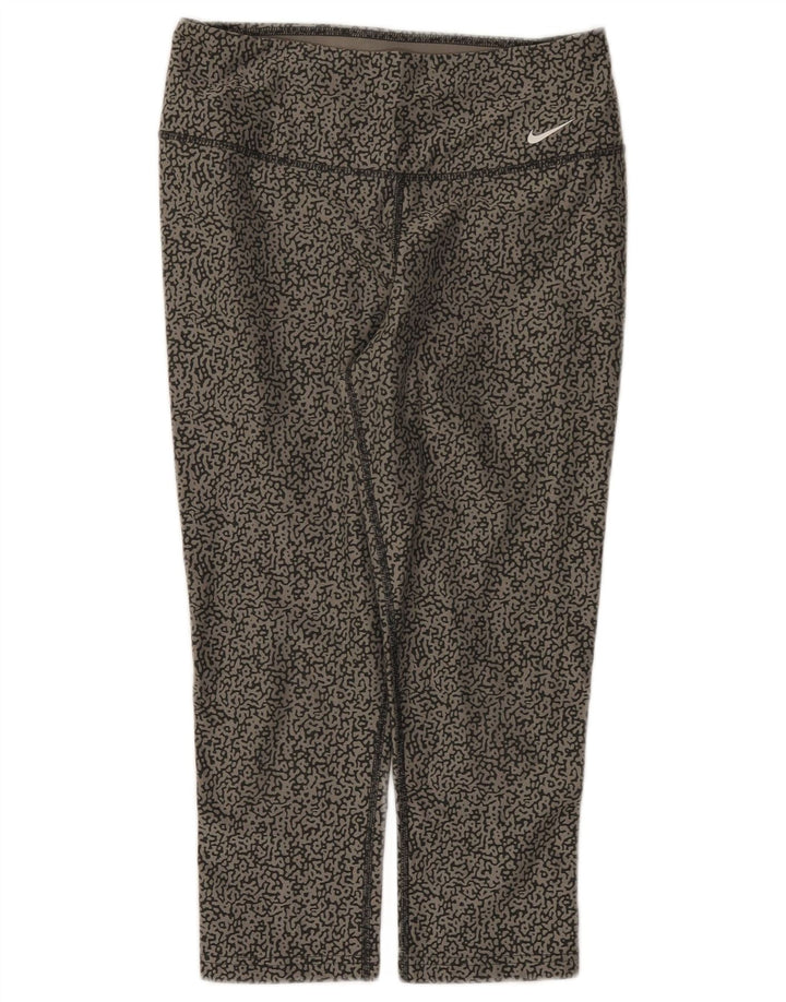 Leggings Capri da donna Dri Fit modello astratto Nike UK 10 piccolo grigio