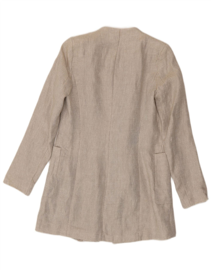 Soprabito aperto da donna Zara UK 10 piccolo lino beige