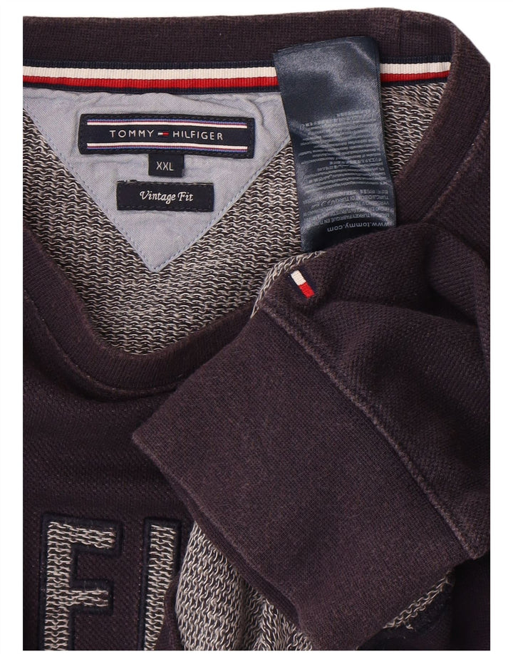 TOMMY HILFIGER Felpa grafica da uomo Maglione 2XL Cotone blu navy