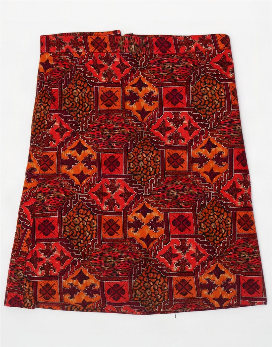Gonna midi vintage da donna grande W34 multicolore geometrica