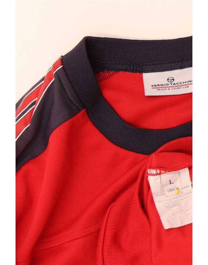 Sergio Tacchini Felpa grafica da uomo Maglione Large Rosso Colorblock