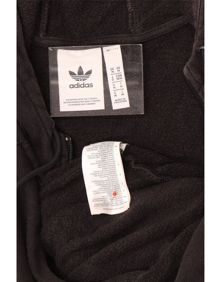 Maglione con cappuccio e zip Adidas da uomo in cotone nero medio