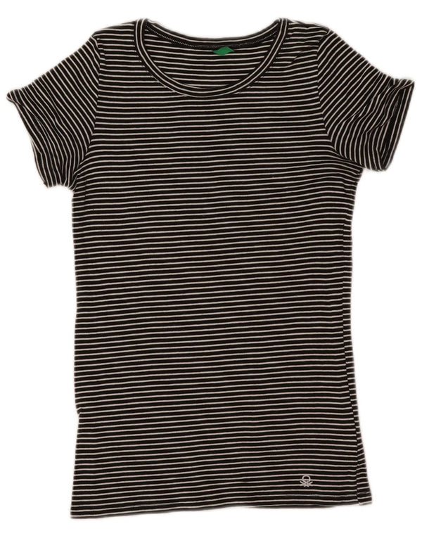 T-shirt da donna Benetton Top UK 10 piccola in cotone a righe nere