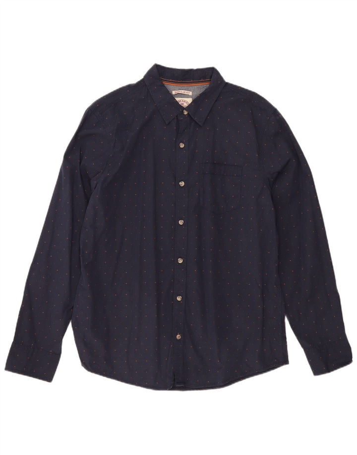 Camicia da uomo dalla vestibilità regolare Fat Face, grande, in cotone maculato blu navy