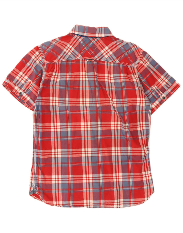 Camicia a maniche corte da uomo Tommy Hilfiger in cotone a quadri rossi piccoli