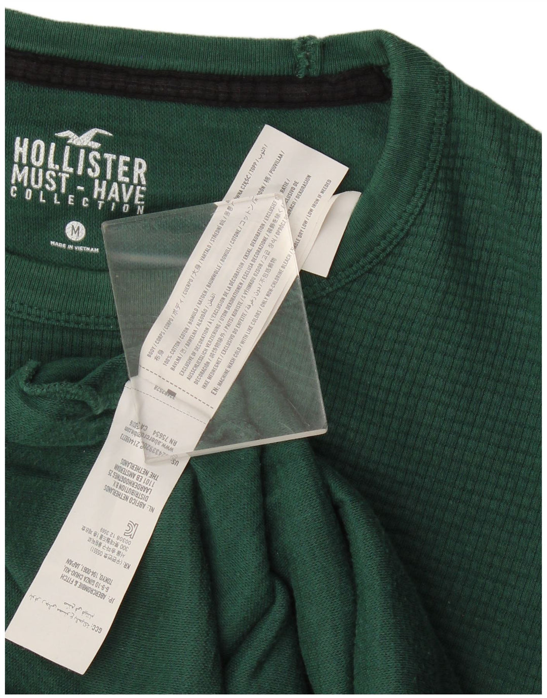 Top Hollister da uomo a maniche lunghe in cotone verde medio