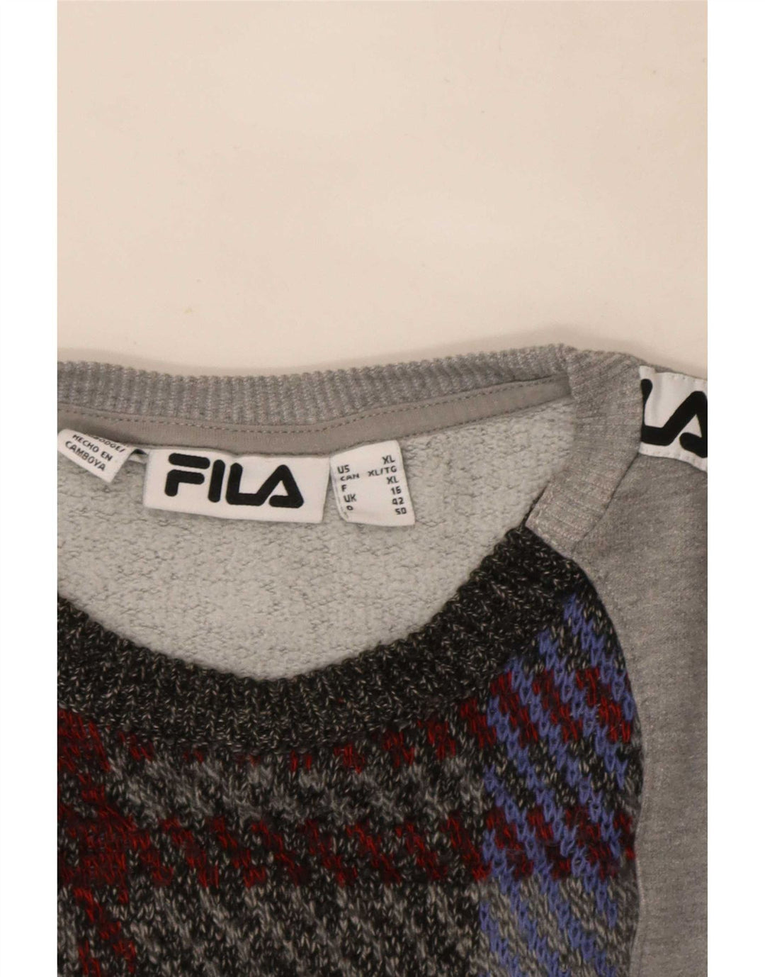 Felpa grafica da donna Fila Jumper UK 16 Large Grey Colourblock