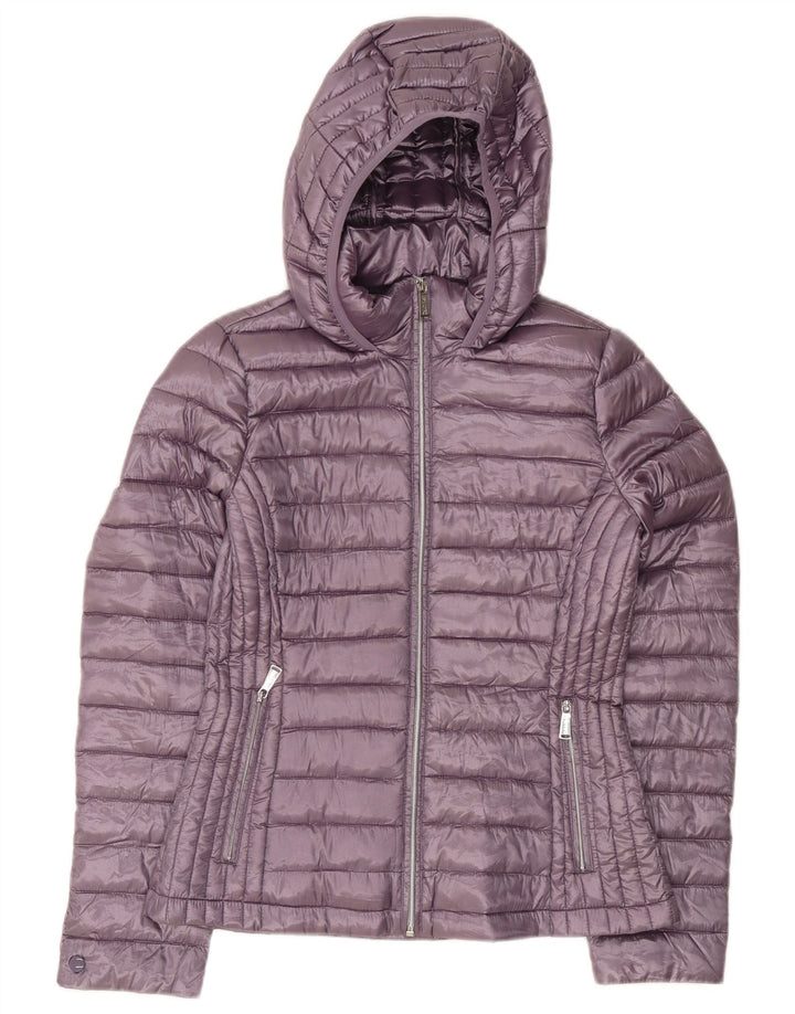 Giacca imbottita con cappuccio da donna Calvin Klein UK 10 Small Viola Poliestere