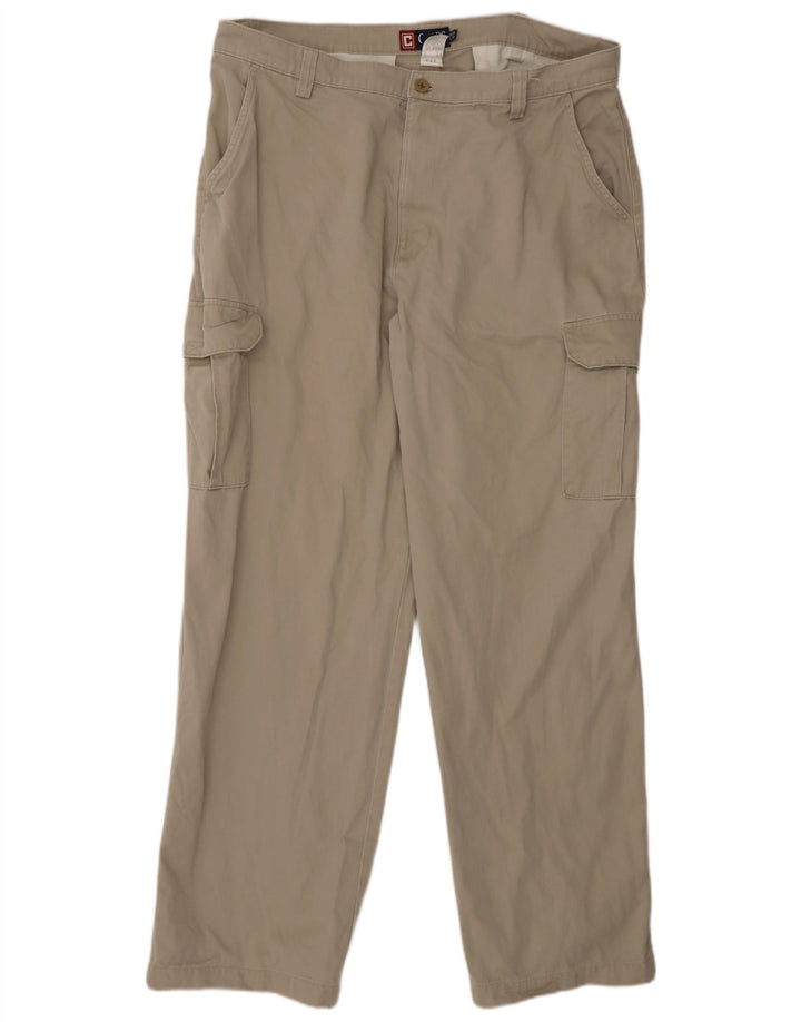 Pantaloni cargo dritti da uomo Chaps W38 L32 in cotone grigio