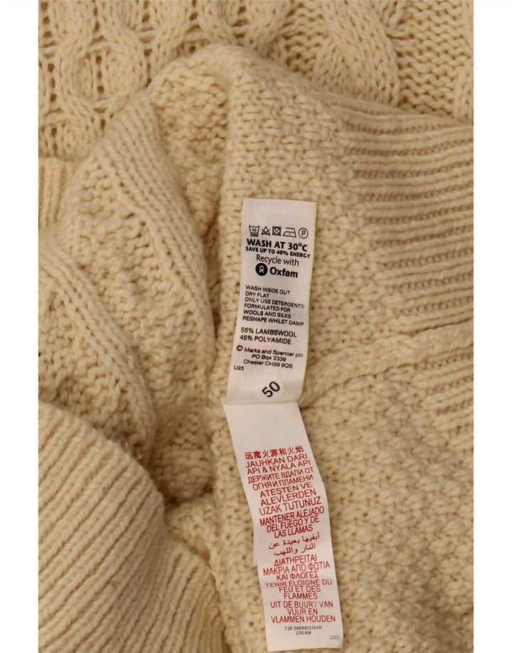 Maglione maglione girocollo da uomo Marks & Spencer grande lana d'agnello beige