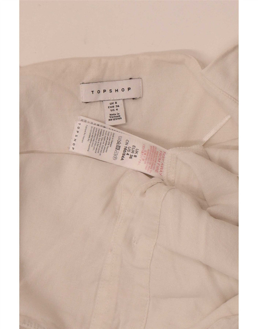 Tuta senza maniche da donna Topshop UK 8 piccola lino bianco