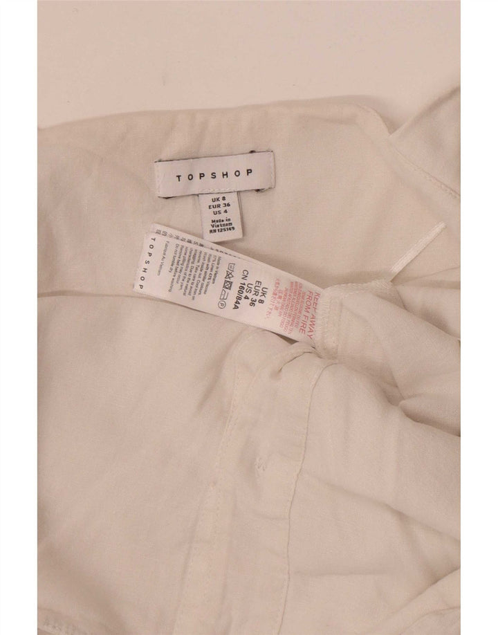 Tuta senza maniche da donna Topshop UK 8 piccola lino bianco