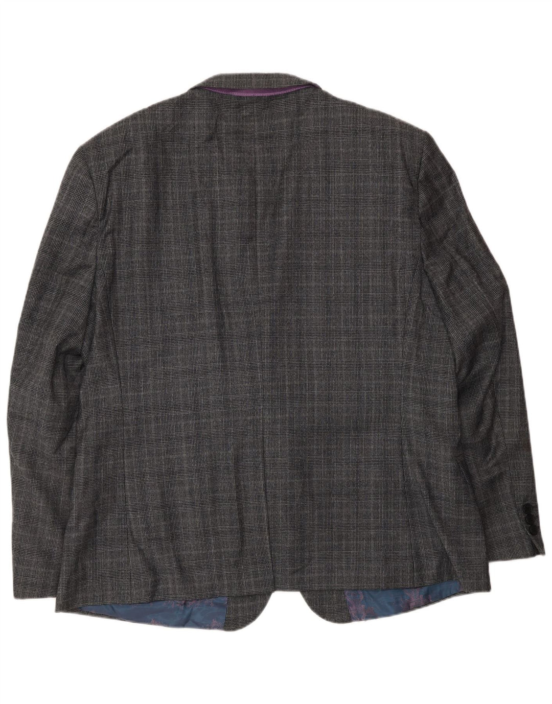 Giacca blazer da uomo a 2 bottoni Ted Baker UK 46 3XL lana a quadri grigia