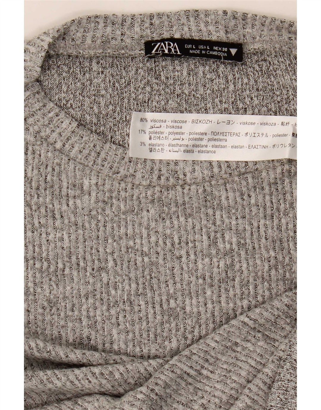 Top Zara da donna a maniche lunghe UK 16 grande in viscosa grigia