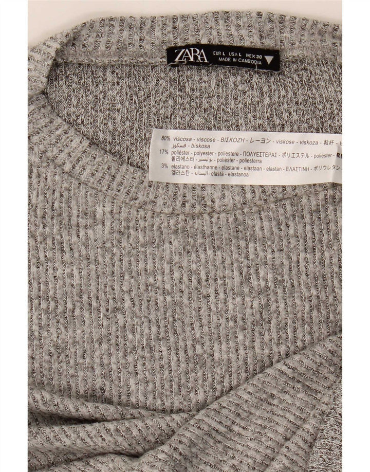 Top Zara da donna a maniche lunghe UK 16 grande in viscosa grigia