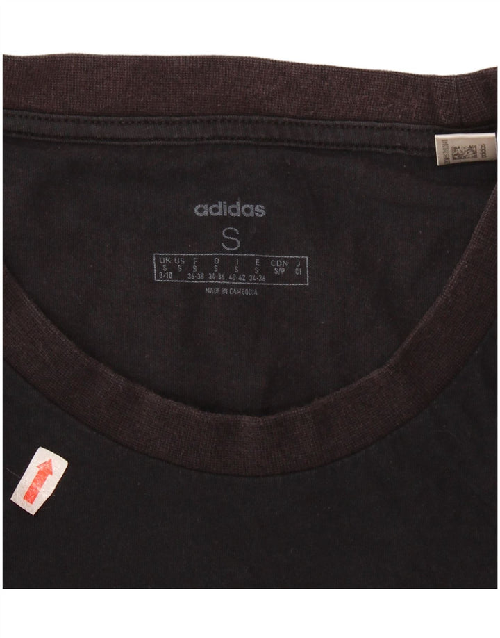 T-shirt grafica da donna ADIDAS Top UK 8/10 piccola in cotone nero