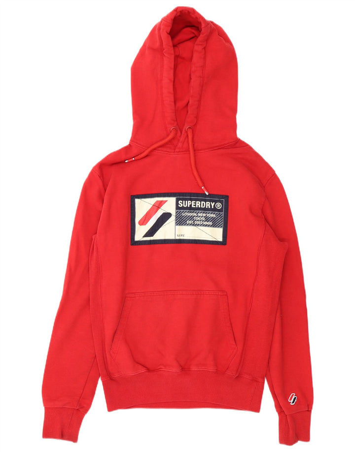Felpa con cappuccio grafica da uomo Superdry grande in cotone rosso