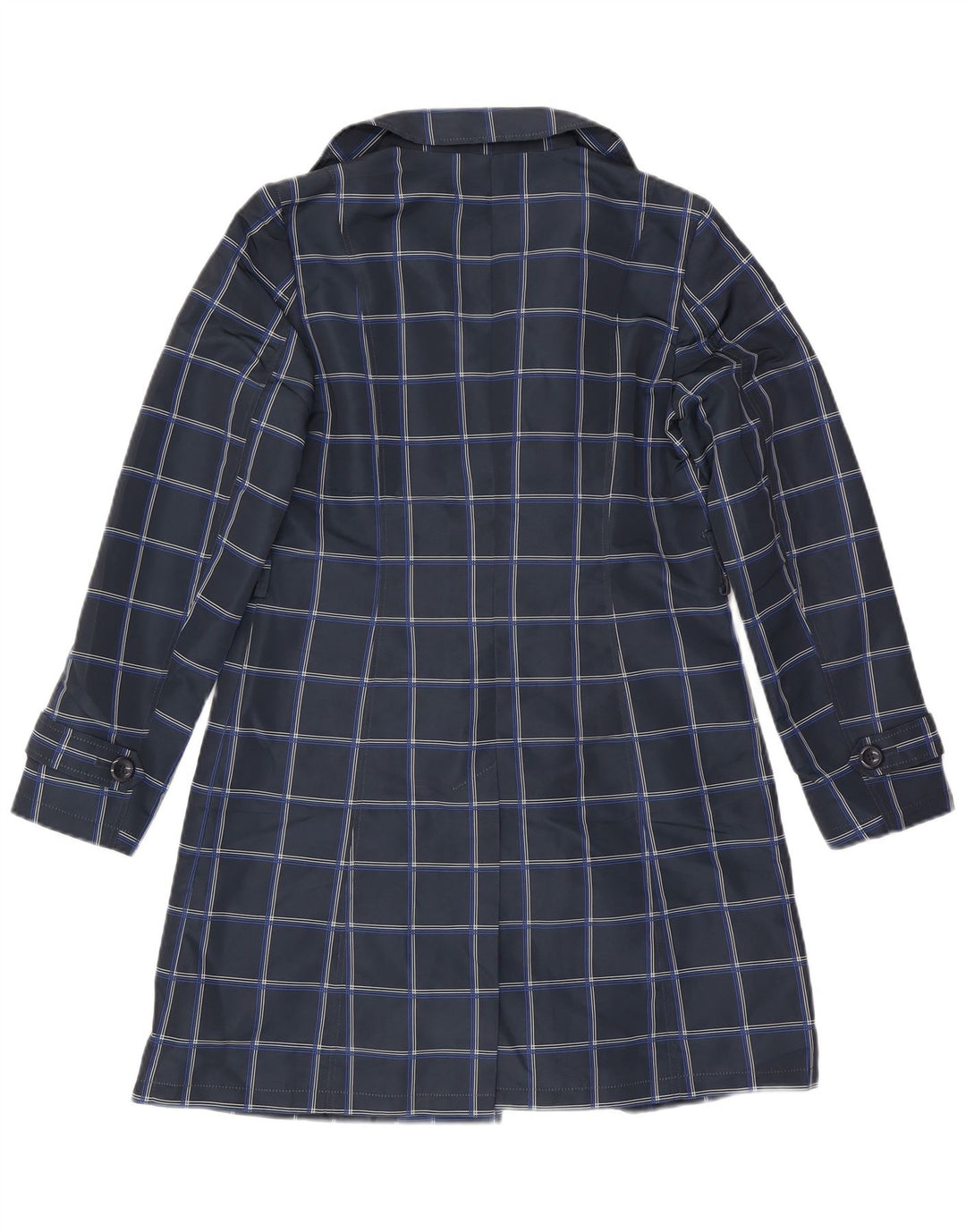 Trench da donna Marks & Spencer UK 10 piccolo in poliestere a quadri blu navy