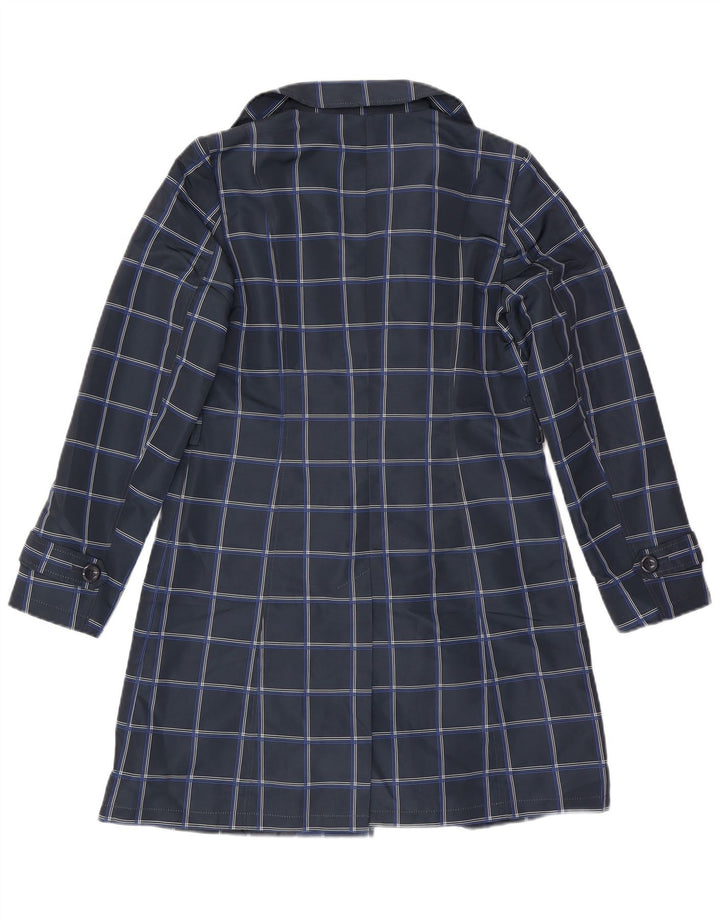Trench da donna Marks & Spencer UK 10 piccolo in poliestere a quadri blu navy