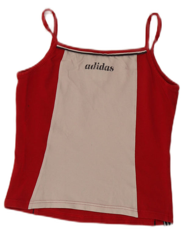 Adidas Donna Crop Graphic Cami Top UK 14 Medio Rosso Colorblock Cotone