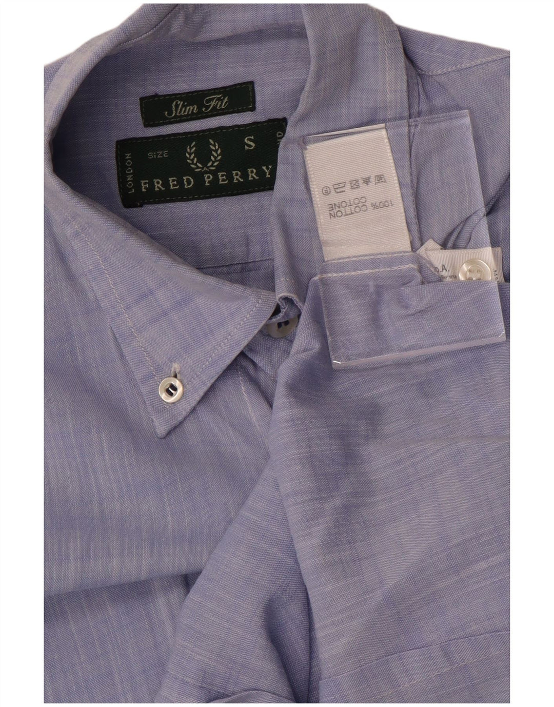 FRED PERRY Camicia Slim Fit da Uomo Piccola in Cotone Blu