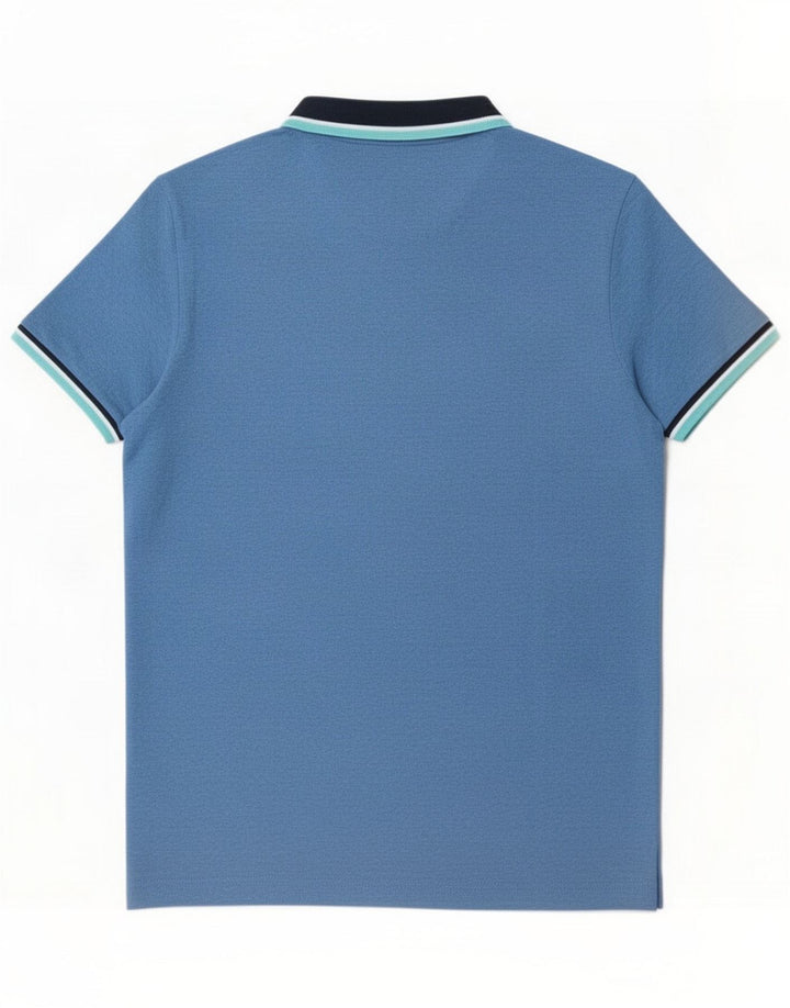 Polo da uomo Lotto Large in poliestere a righe blu