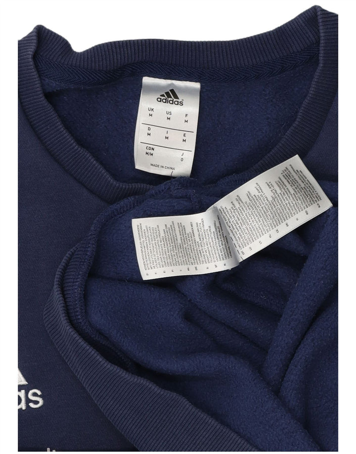 Felpa grafica da uomo Adidas Felpa media in cotone blu navy