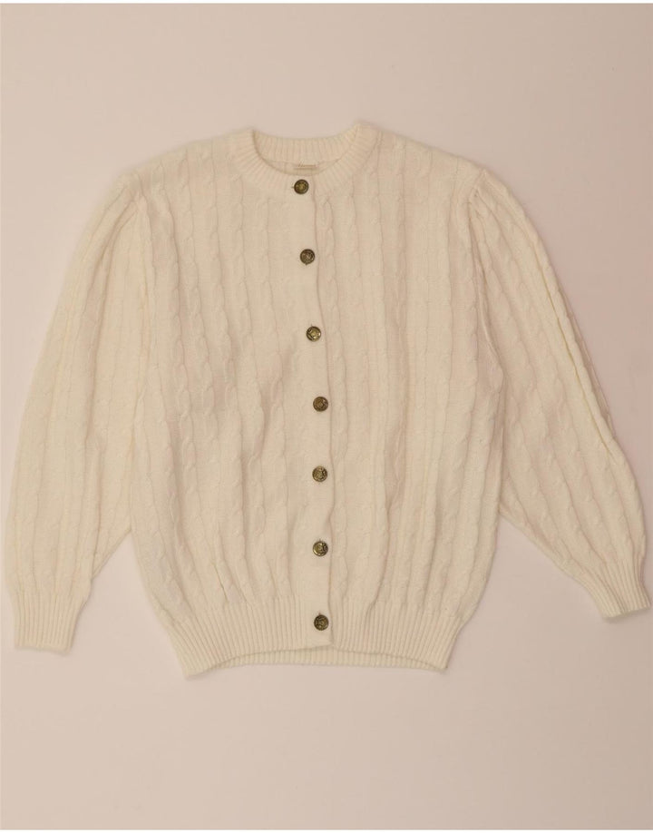 VINTAGE Womens Oversized Cardigan Sweater IT 42 Medium White Polyester Vintage Vintage and Second-Hand Vintage from Messina Hembry 