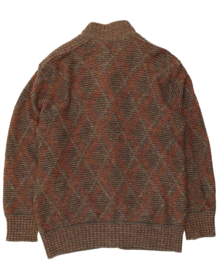 Maglione cardigan da uomo Dama a quadri marroni piccoli