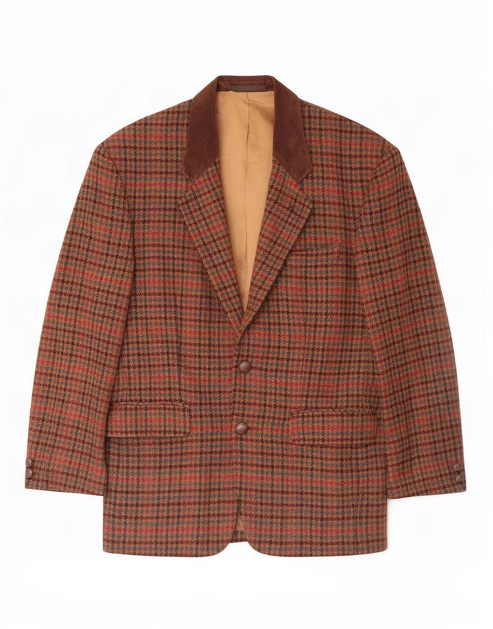 Giacca blazer da uomo a 2 bottoni Circolo IT 48 in lana pied de poule marrone medio