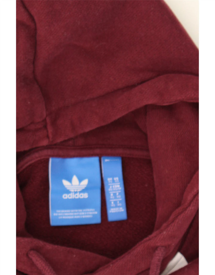 ADIDAS Mens Graphic Hoodie Jumper XS Maroon Vintage Adidas and Second-Hand Adidas from Messina Hembry 