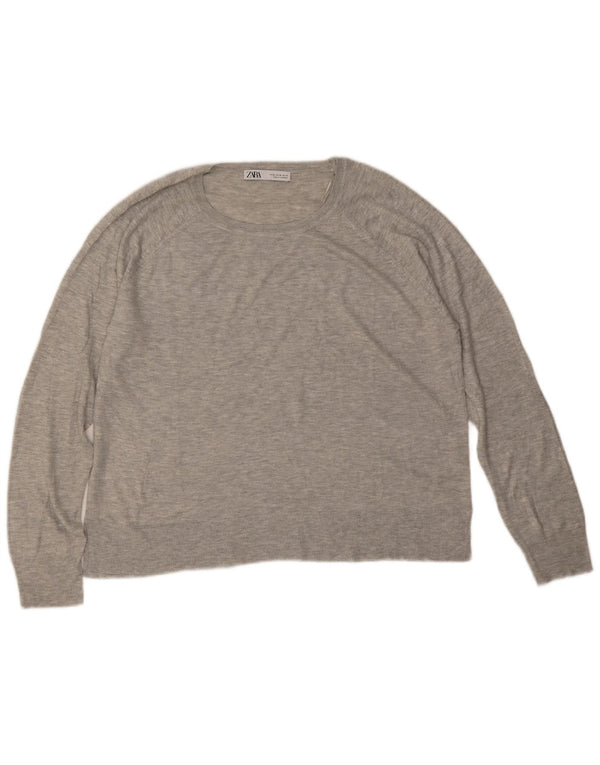 Maglione maglione con scollo a barca da donna Zara UK 18 XL viscosa grigia