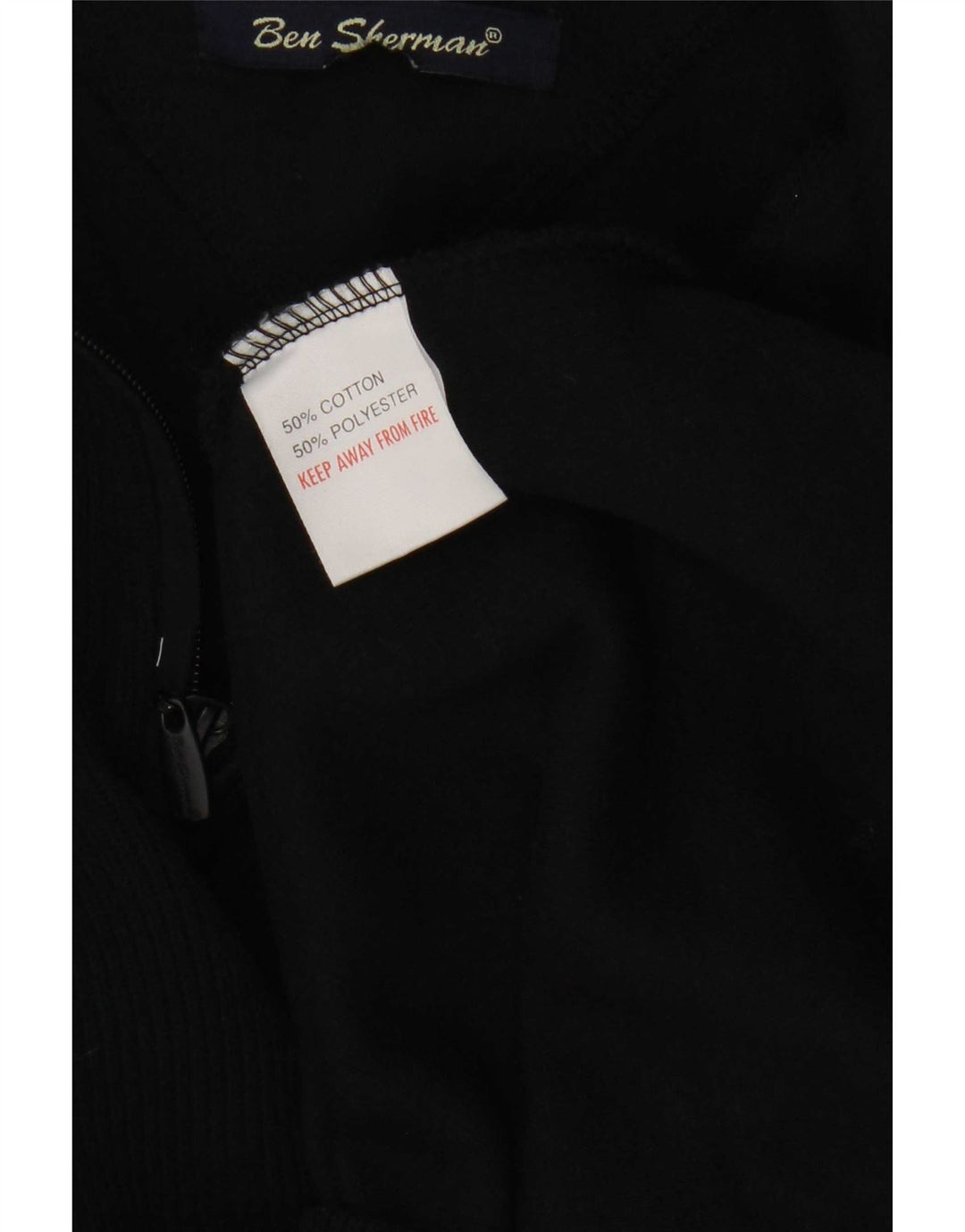 Maglione da uomo con zip e collo Ben Sherman, grande, in cotone blu navy