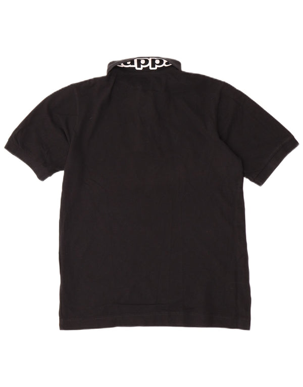 Polo grafica da uomo Kappa piccola in cotone nero