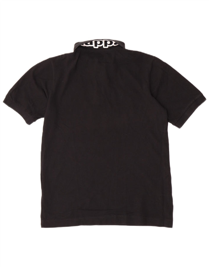 Polo grafica da uomo Kappa piccola in cotone nero