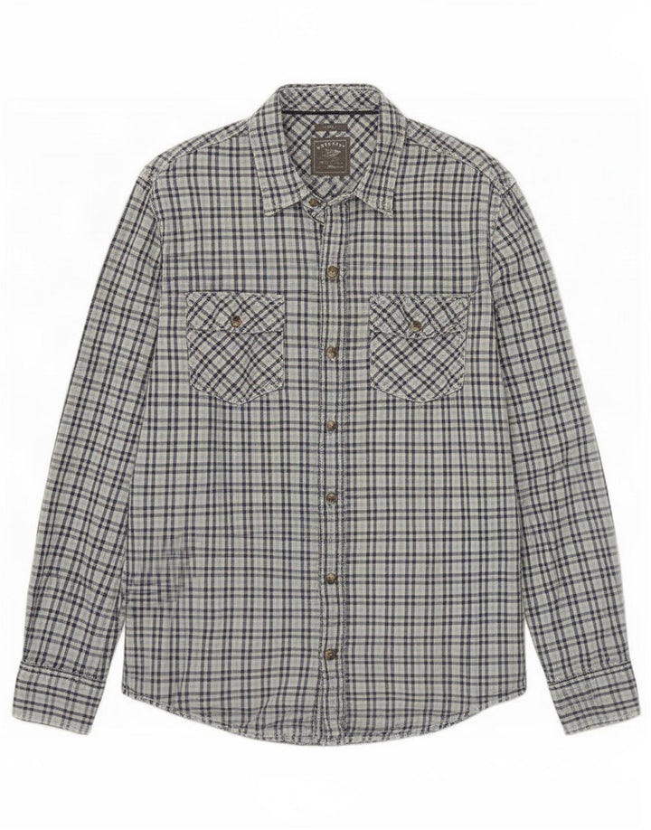 Camicia slim fit da uomo Fat Face, grande cotone a quadretti blu
