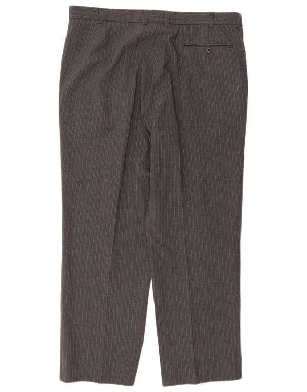 Pantaloni da abito dritti da uomo Marks & Spencer W38 L29 gessato grigio