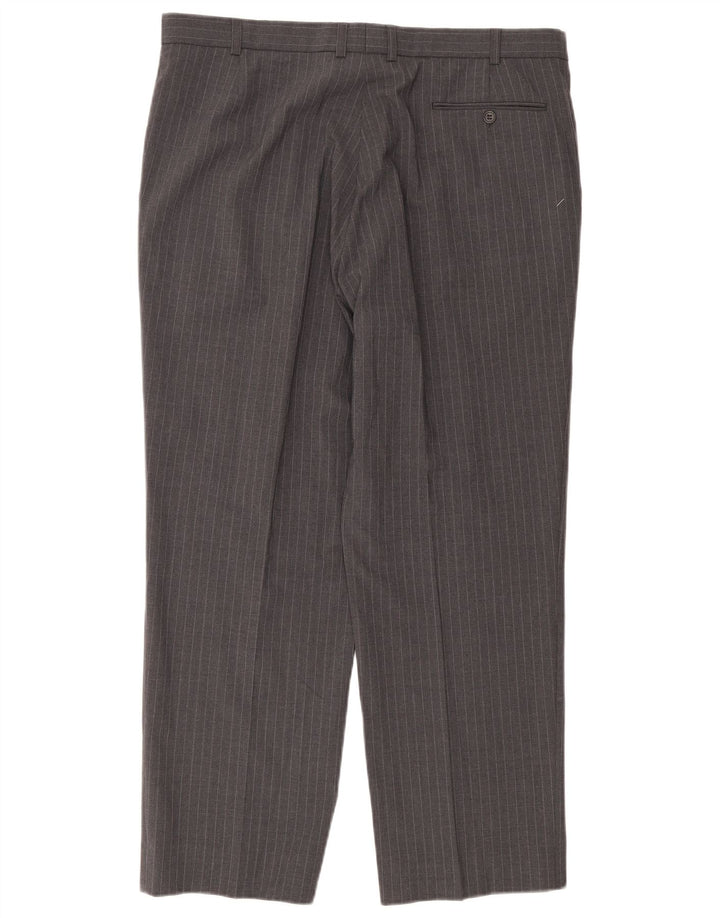 Pantaloni da abito dritti da uomo Marks & Spencer W38 L29 gessato grigio