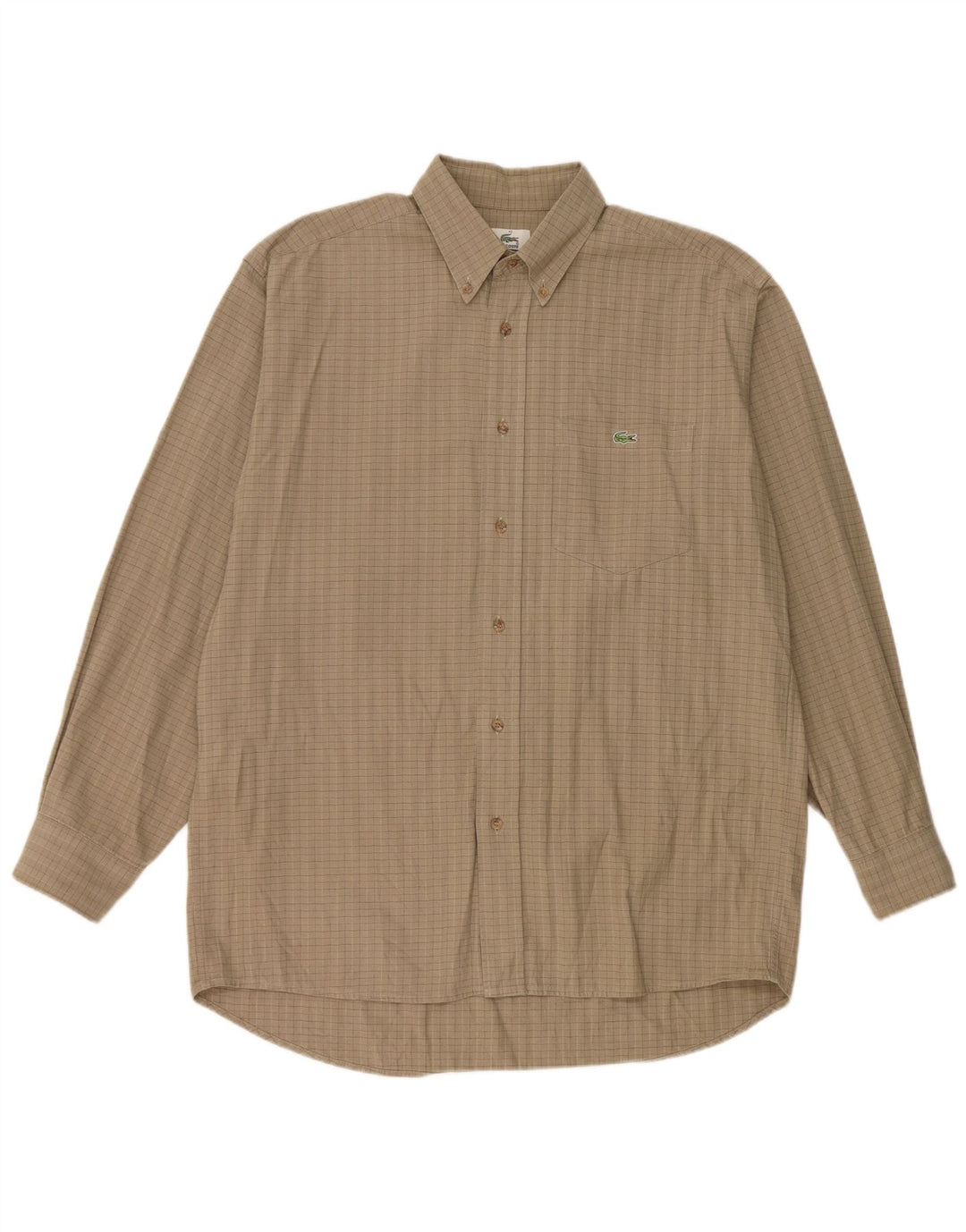 Camicia da uomo Lacoste taglia 40 cotone a quadri beige medio