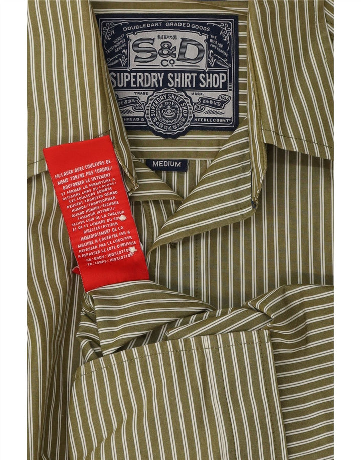Camicia da uomo SUPERDRY in cotone a righe medie kaki