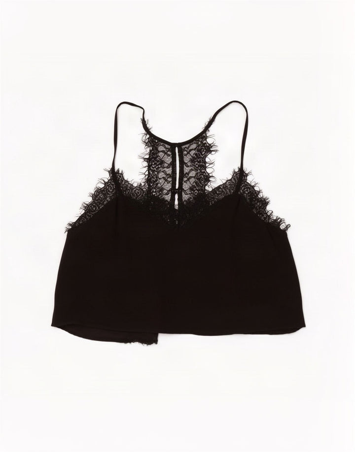 Top corto da donna Zara UK 10 piccolo nero floreale